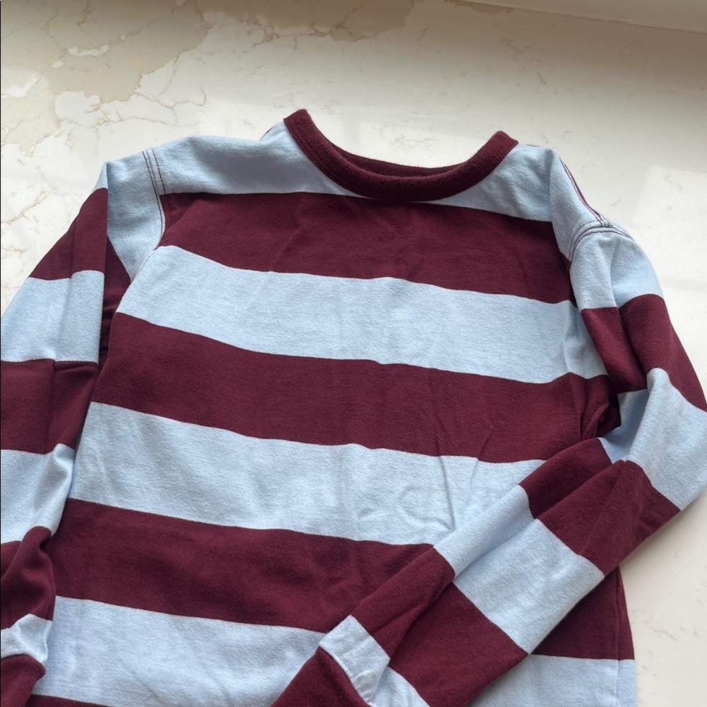 J. Crew Kids Long Sleeve Striped Tees - Burgundy, Green, Blue - Picture 2 of 4